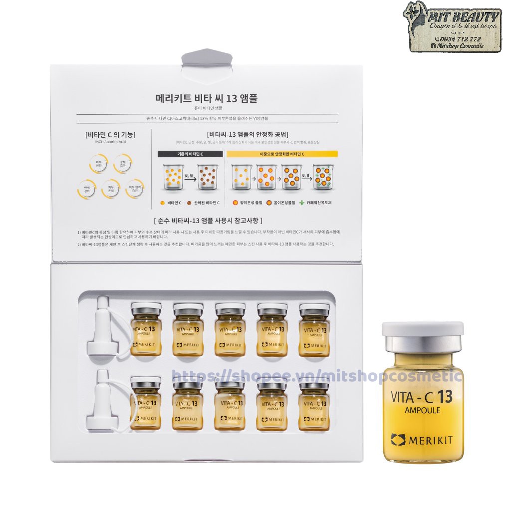 Tinh Chất Trắng Da MERIKIT VITA-C 13 Ampoule tinh chất cô đặc tinh khiết