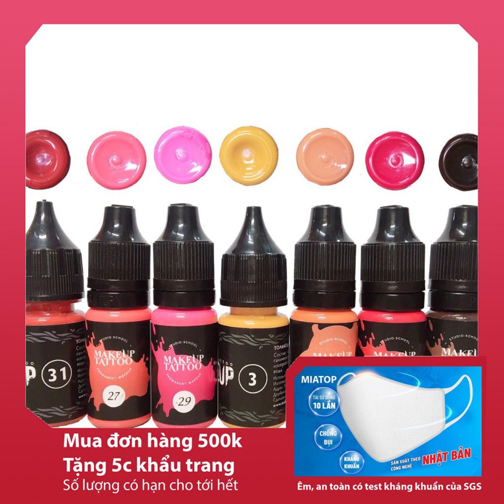 MỰC MAKEUP PHUN XĂM FULL MÀU -Mực phun xăm tự nhiên - dụng cụ phun xăm