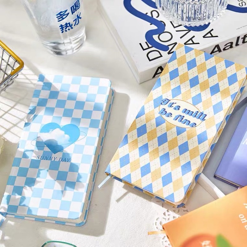 Sổ Tay Slim Sổ Tay Bullet Journal Ruột Caro Bìa Cứng Hoạ Tiết Phong Cách Highteen Mẫu Mới 2022