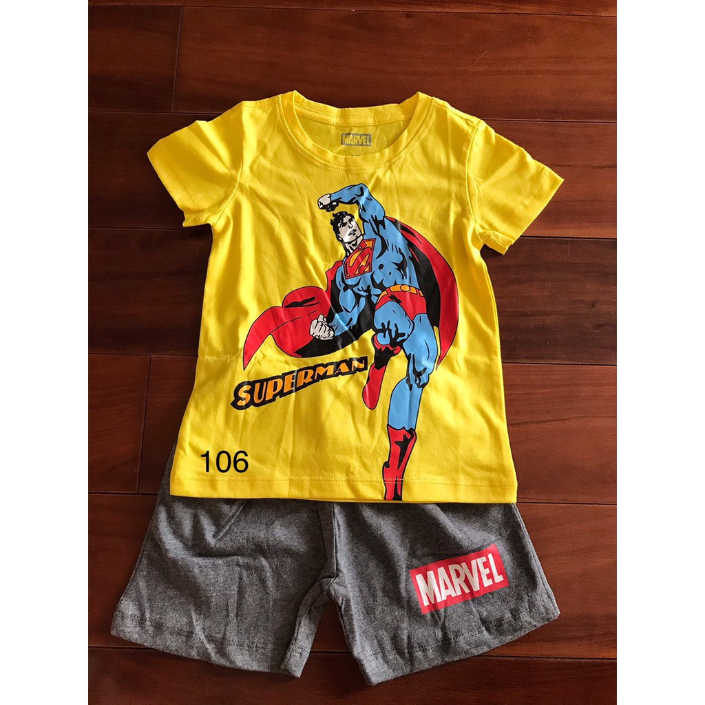 Bộ ngắn Mác vồ hình siêu nhân, batman, spider man cho bé trai 1-7T