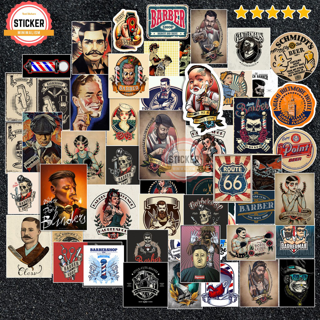 Sticker Barber chống nước sticker dán laptop, điện thoại, đàn guitar, mũ bảo hiểm