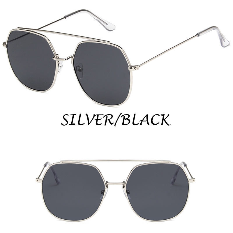 Kính râm gọng vuông kim loại oversized thời trang nữ phong cách Hàn Quốc