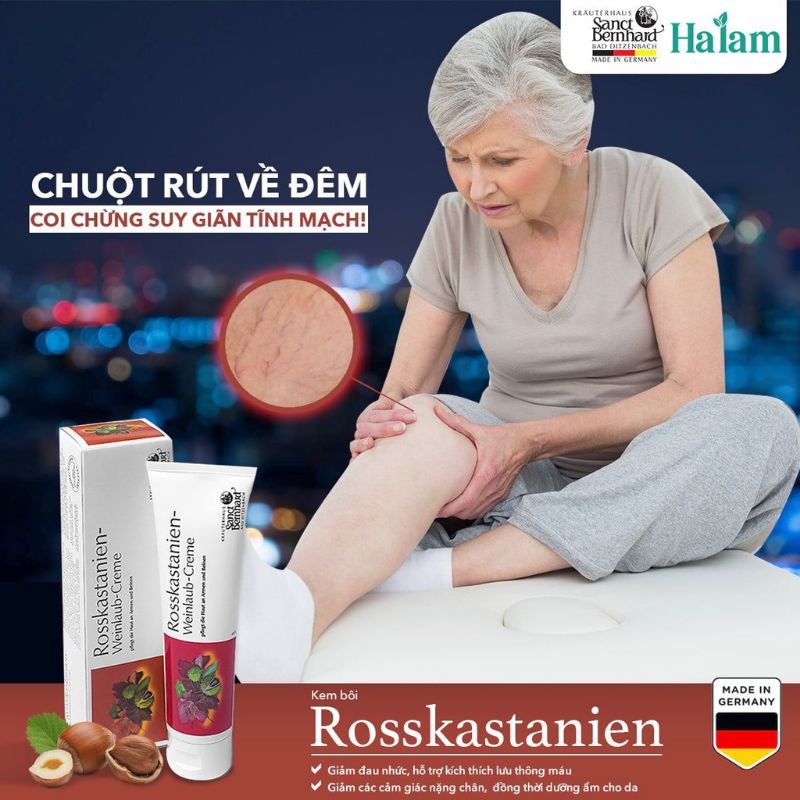 Kem bôi suy dãn tĩnh mạch từ HẠT DẺ NGỰA. Hàng chính hãng của Đức.