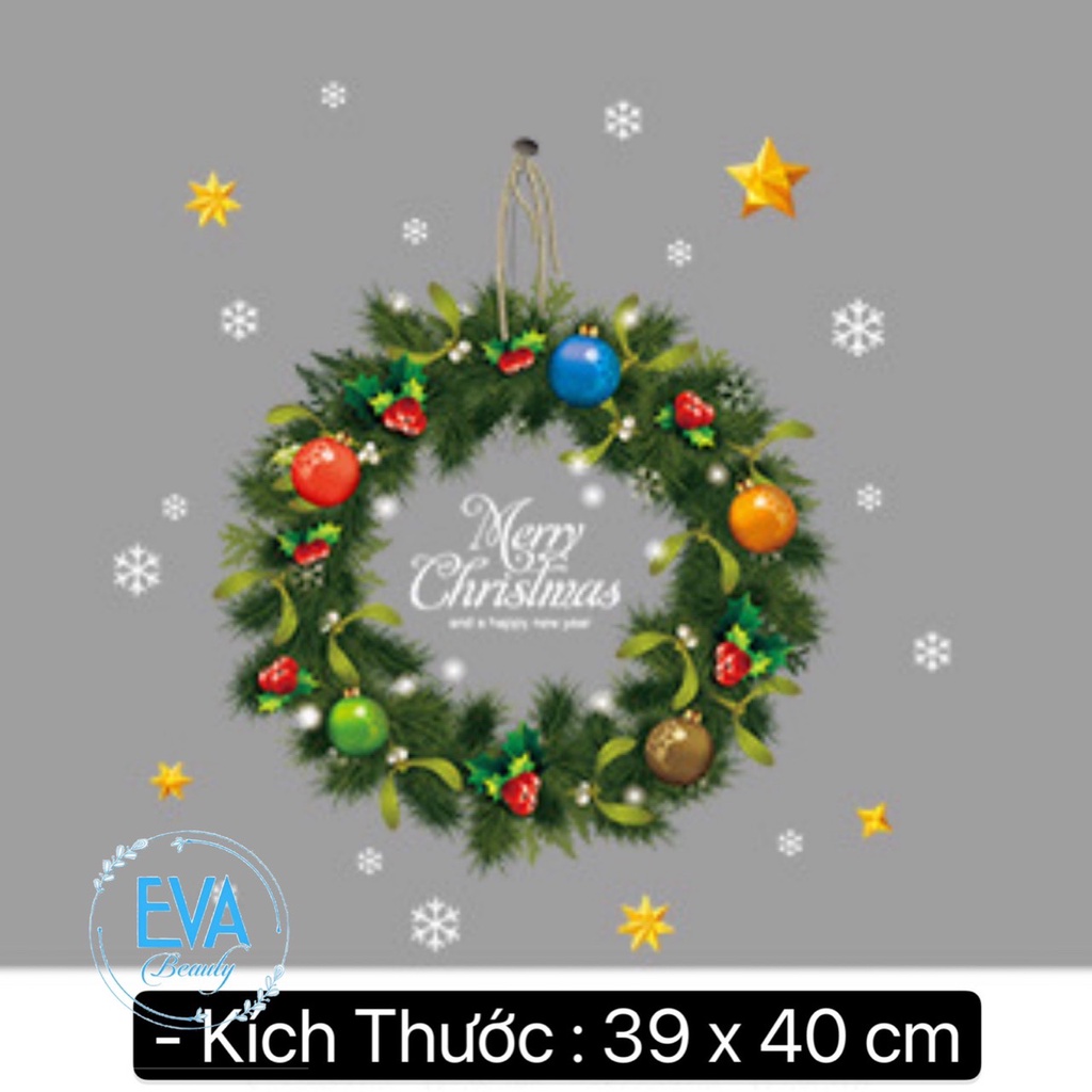 Decal Dán Tường Dán Kiếng Trang Trí Giáng Sinh Mẫu Vòng Hoa Treo Cửa Noel XL500 M2045