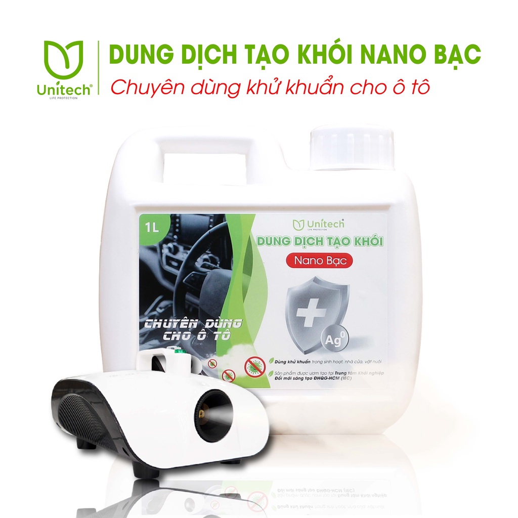 Dung dịch nano bạc tạo khói Unitech 1L - Chuyên dùng khử khuẩn ô tô, khử mùi, nấm mốc hiệu quả