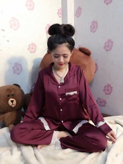 Bộ pijama lụa satin ren mới bao đẹp