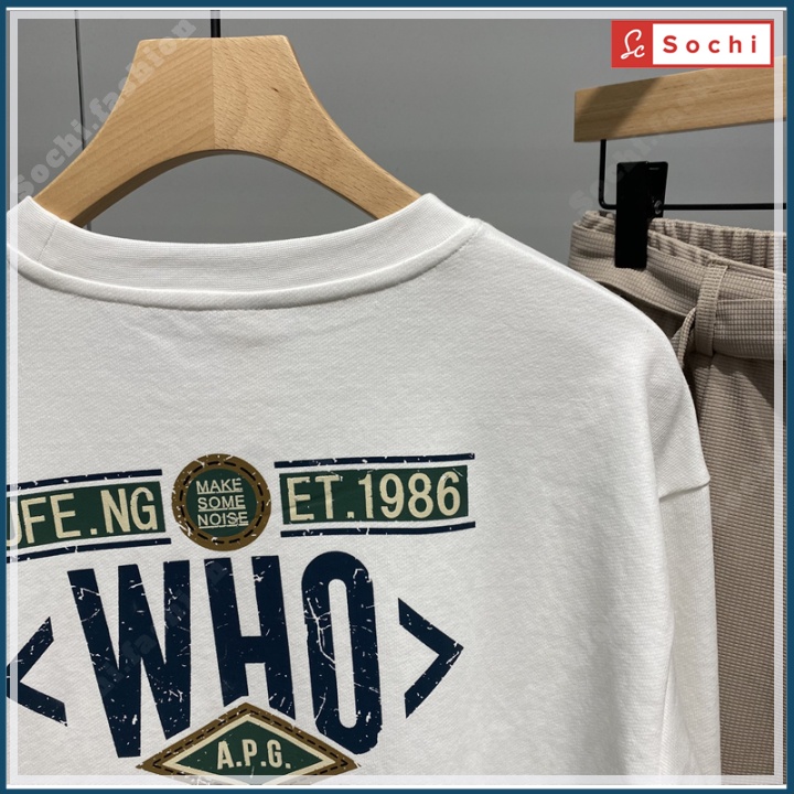 Áo thu đông nam tay dài, áo sweater giữ nhiệt cổ tròn đẹp cool ngầu in WHO mã SW66.3