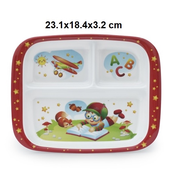 Bộ 10 khay ăn cơm trẻ em nhựa Melamine cho bé 2-3-4-5 tuổi nhiều mẫu khác nhau