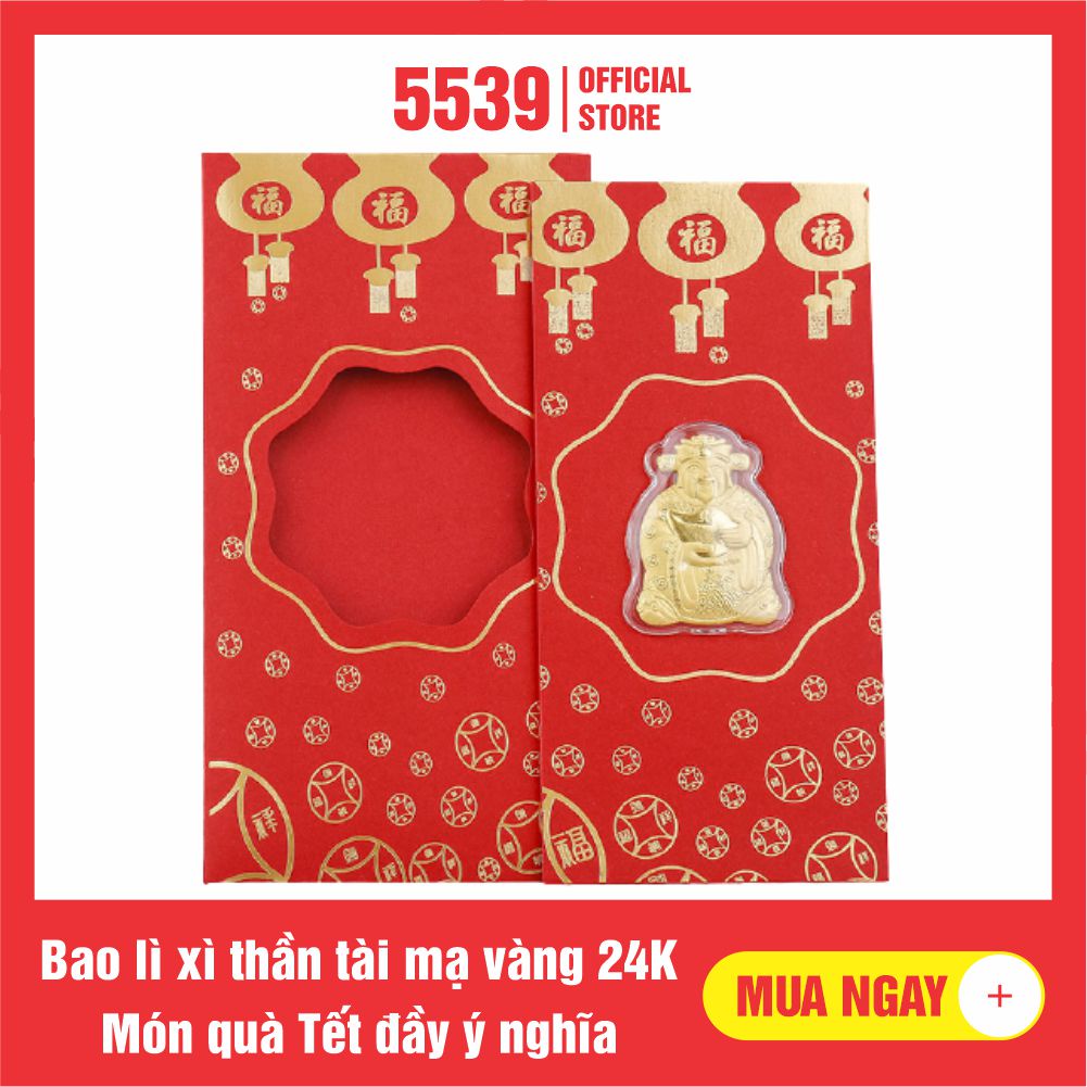 Bao lì xì thần tài mạ vàng ⚡️ FREESHIP ⚡️ Bao lì xì thần tài mạ vàng 24K quà tết đầy ý nghĩa cho gia đình - Shop 5539