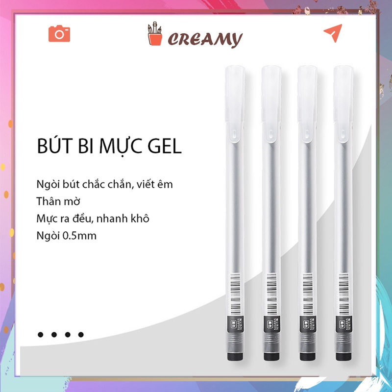 Bút bi nước văn phòng mực gel ngòi 0.5mm CREAMY mực đều nét chữ đẹp BG08