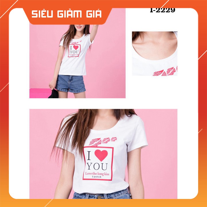 i-2229-ao-thun-nu-tay-ngan-in-i-love-you [Hàng Đẹp Giá Hời]
