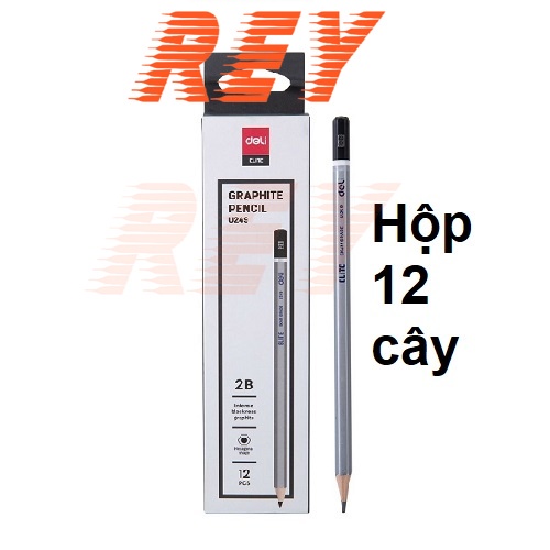 [Giao hỏa tốc] HỘP 12 cây bút chì gỗ màu đen bạc ruột chì 2B cao cấp Deli U249 - U248