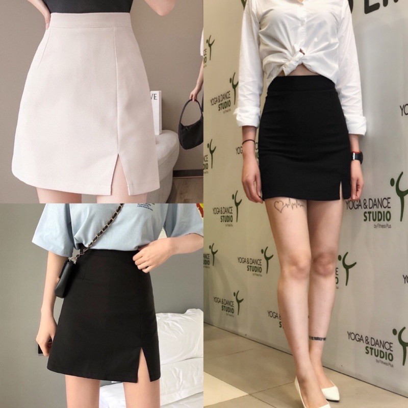 Chân váy ngắn chữ A Madela xẻ tà công sở có quần lót trong