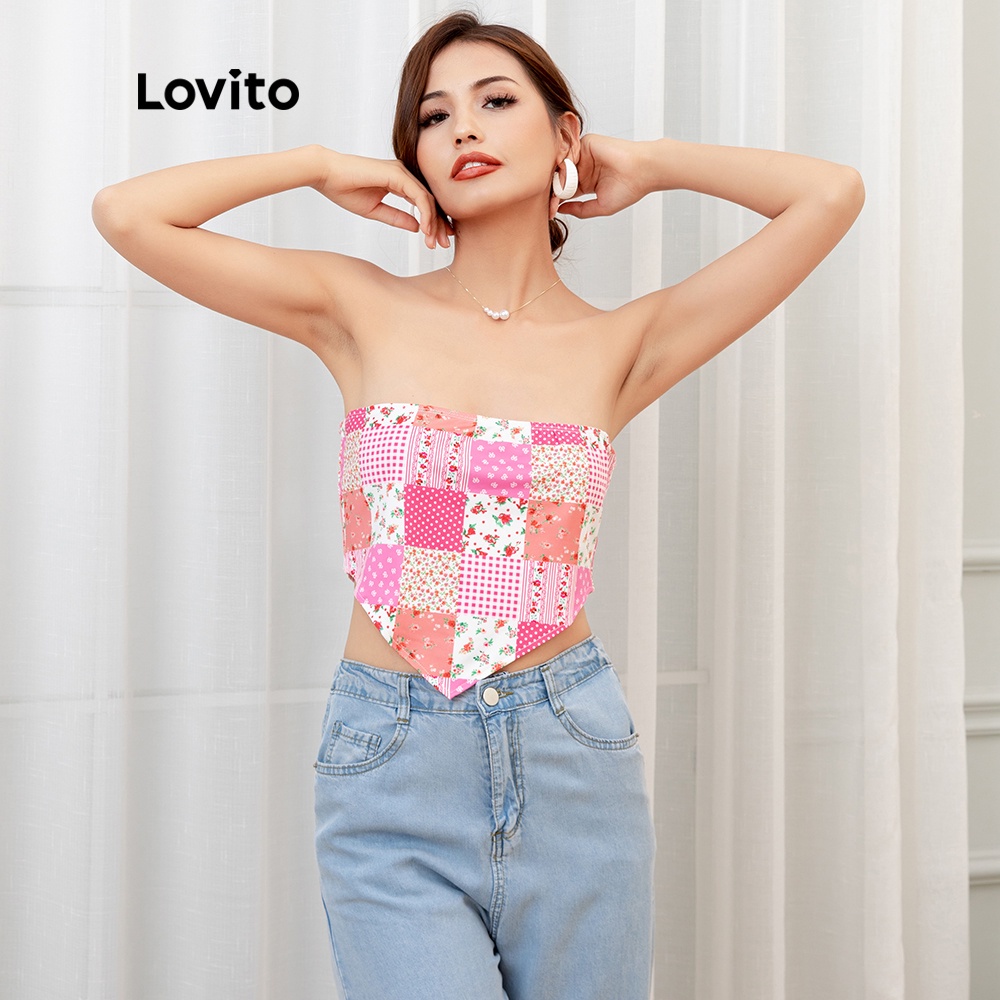 Lovito Áo Tank Top Không Dây In Họa Tiết Thời Trang L05246 | BigBuy360 - bigbuy360.vn