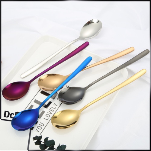 Muỗng thìa inox thép 304 CÁN DÀI nhiều màu sắc cao cấp đẹp sáng bóng