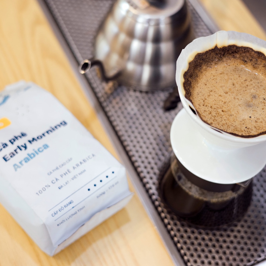 Cafe nguyên chất rang xay arabica EARLY MORNING, cà phê hạt xay bột pha phin pha máy 250gr | BigBuy360 - bigbuy360.vn