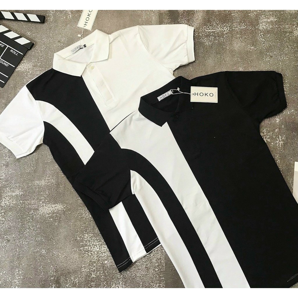 Áo Thun Nam Kiểu Dáng Polo Ngắn Tay Phối Màu Kẻ Dọc