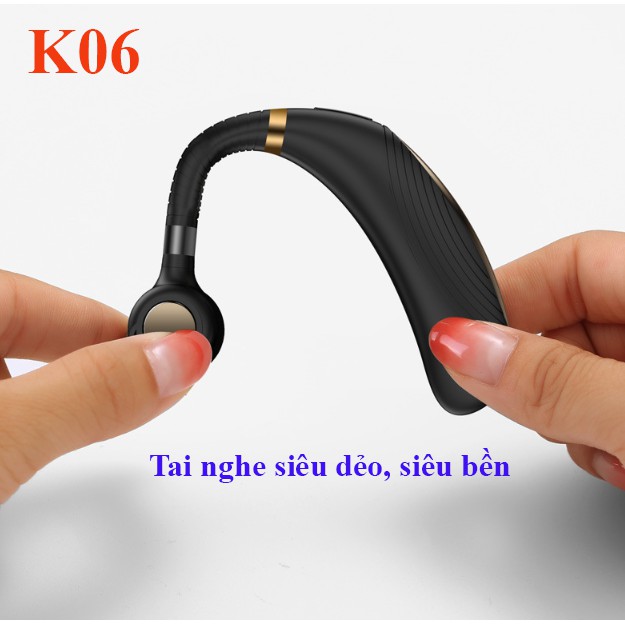 Tai phone móc tai K06 PIN TRÂU - CÓ NÚT ĐIỀU CHỈNH ÂM LƯỢNG