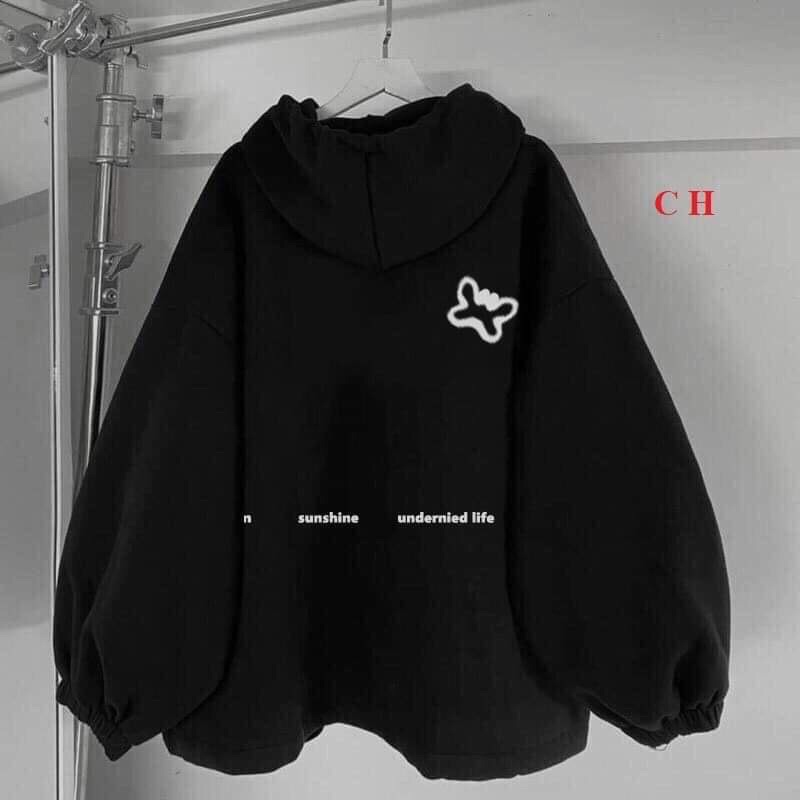Áo khoác hoodie dây kéo chun tay form rộng Bướm Sunshine  Ulzzang🌵Hodie nữ form rộng dài vải nỉ chất đẹp giá rẻ