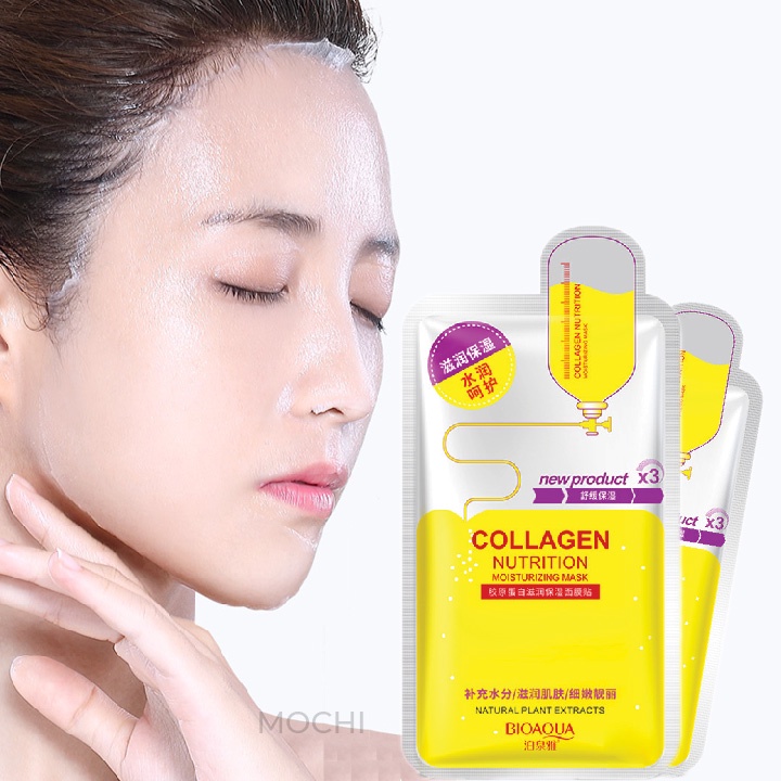 Mặt Nạ Collagen Trẻ Hóa Giảm Nếp Nhăn l Dưỡng Trắng Da l Cấp Ẩm Mask Giấy Đắp Mặt Bioaqua Nội Địa Trung MOCHI SHOP