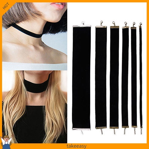 Vòng Cổ Choker Nhung Đen Phong Cách Gothic Đơn Giản Cho Nữ