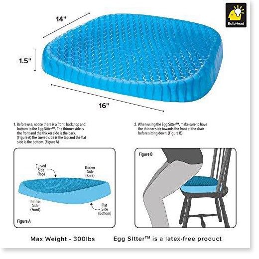 Đệm Ngồi Lót Ghế Văn Phòng 40x35cm GILA HOME Hỗ Trợ Flex Chống Trượt Tặng Kèm Vỏ Bọc