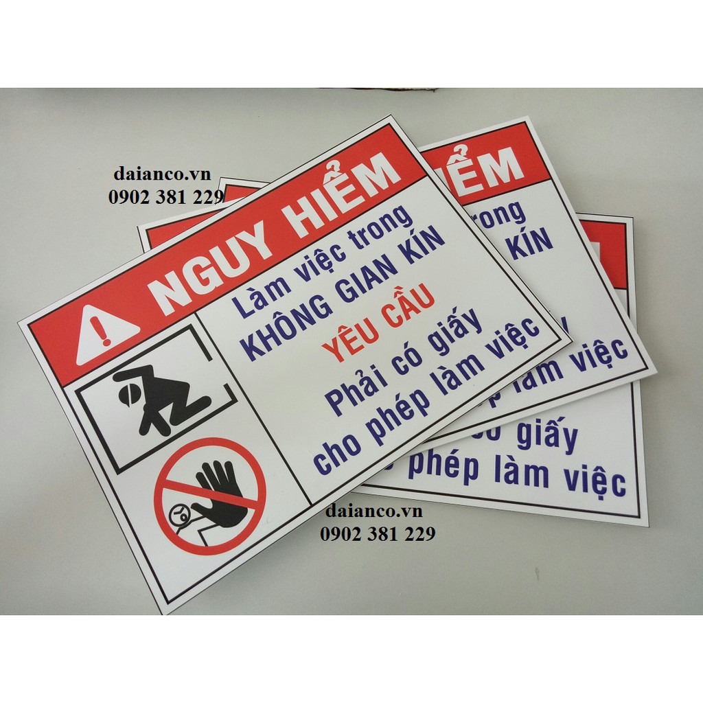 Biển báo Yêu cầu làm việc trong không gian kín Fomex - 20 x 30cm