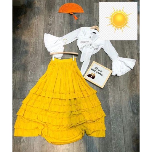 🌺✅ Hot sẵn hàng SÉt váy maxi boho áo cột vạt chân váy tầng quảng châu 🌺✅