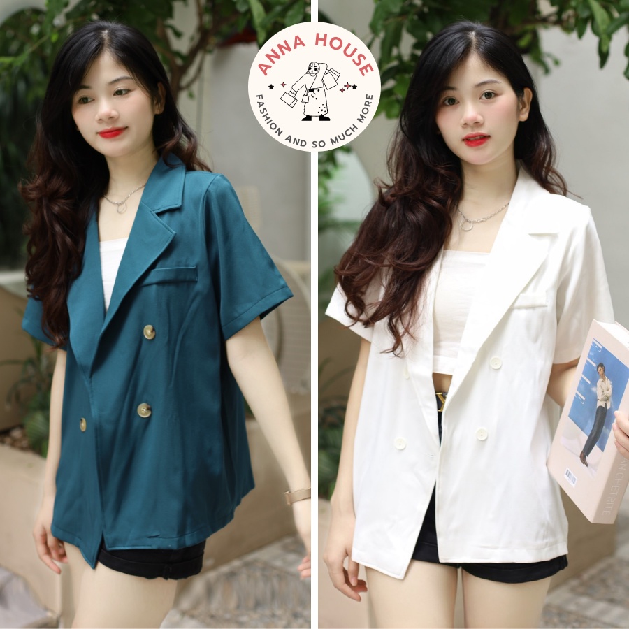 Áo khoác blazer nữ ngắn tay lỡ form rộng 1 lớp nhiều màu, áo khoác ngoài nữ blazer cổ vest cộc tay lửng dáng rộng | BigBuy360 - bigbuy360.vn
