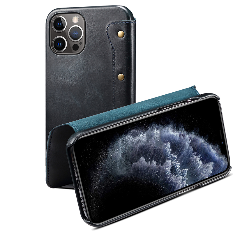 Genuine Leather Da thật ví Vỏ bảo vệ for iPhone 12 Mini Ốp lưng iPhone 12 Pro Max Vintage Style Bao da