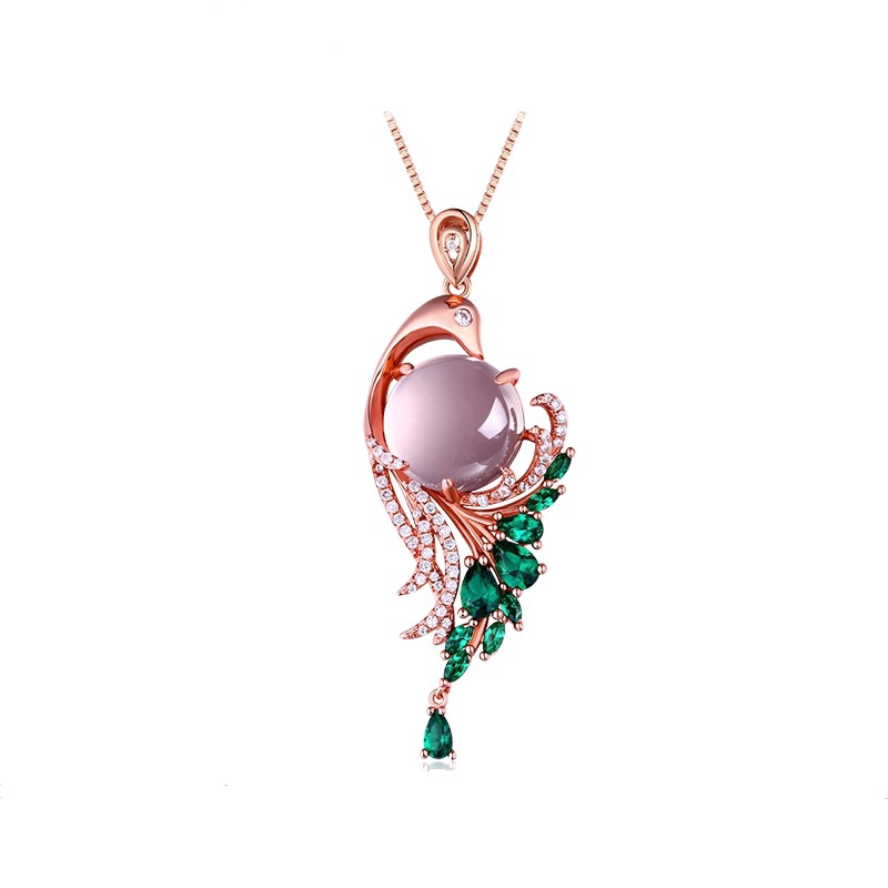 Màu Hồng Pha Lê Nữ Ngọc Pha Lê Hồng Xương Đòn Dây Chuyền Nữ Hoa Hồng Vàng Dây Chuyền Ngọc