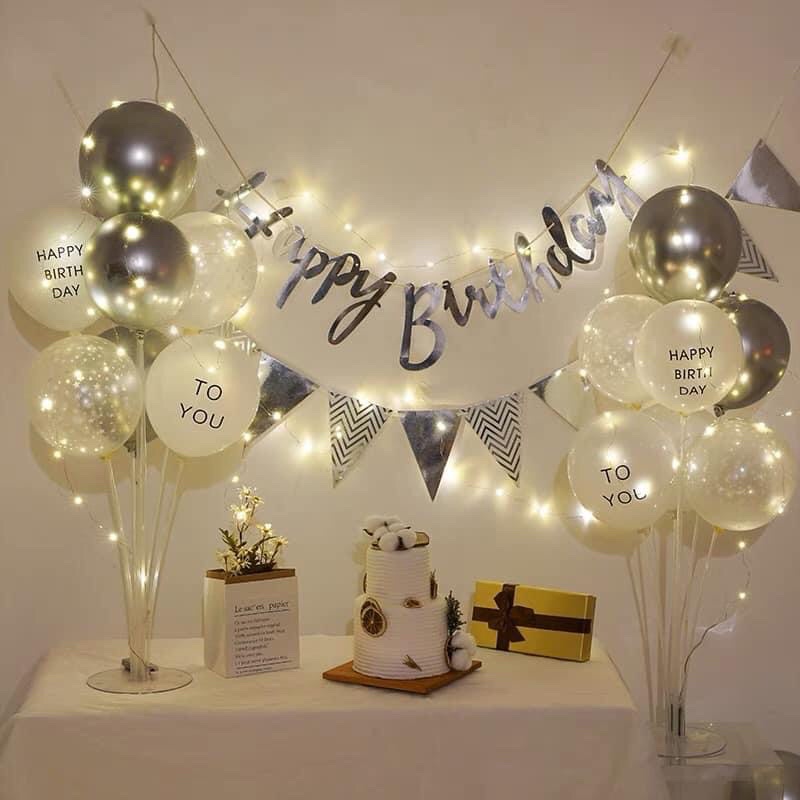 Set bóng trang trí sinh nhật Hàn Quốc màu bạc,vàng