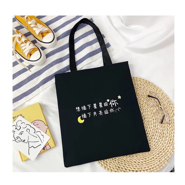 Túi Tote vải canvas hot trend hình trăng