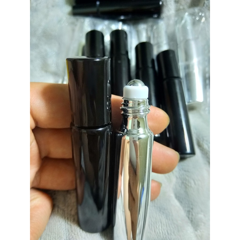 2 vỏ và 1 vỏ chai bóng bi lăn thép khong rỉ 10ml chiết tinh dầu đựng nước hoa chai lọ cao cáp hang đẹp