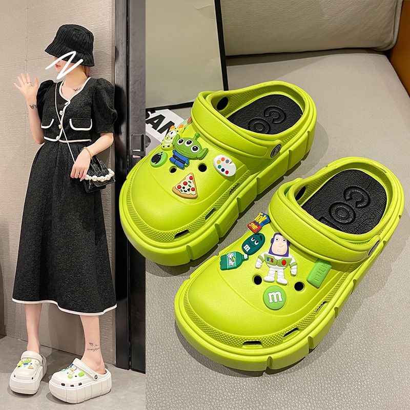 Dép ulzzang độn đế Cross nữ đế 6cm siêu nhẹ kèm Sticker dễ thương - dép bánh mì nữ hot trend 2022