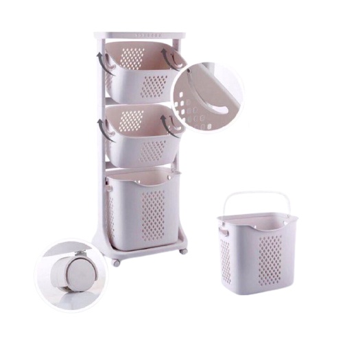 Kệ nhựa plastic cao cấp 3 tầng đa năng có bánh xe đựng đồ cho bé, đồ nhà tắm, đồ máy giặt