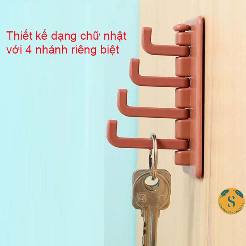 Móc Treo Đồ Dán Tường Đa Năng 4 Chấu Hình Cây Thông - Treo Chìa Khóa, Vật Dụng, [MÓC 4 CHẤU CÂY THÔNG]