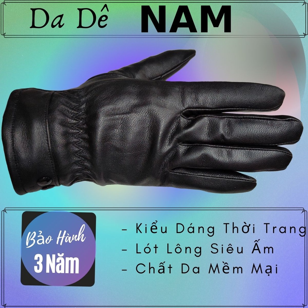 Găng Tay Da Dê Nam Màu Đen Mỏng Nhẹ Đi Mưa Thoải Mái, Dễ Lái Xe - Không Bong Nổ - Bảo Hành Da Thật 3 Năm - NAM.07