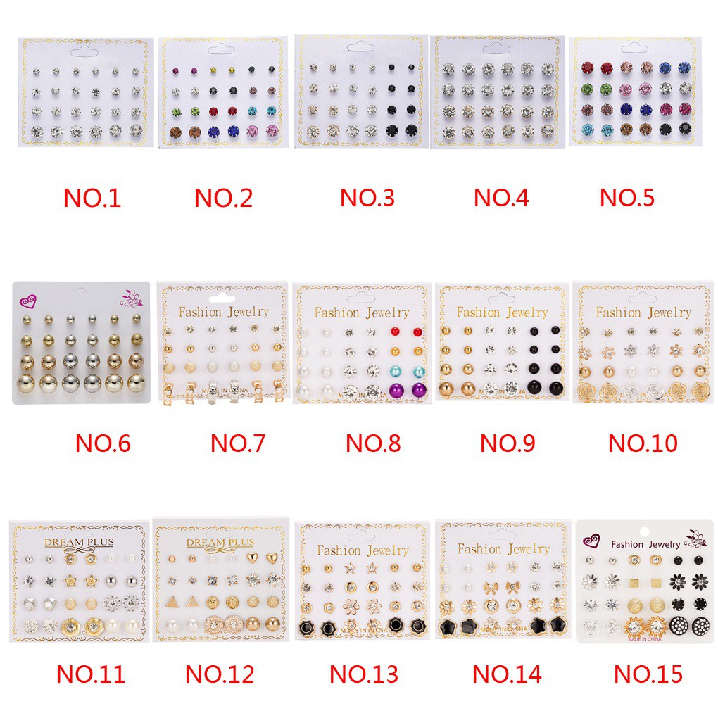 Set 12 Đôi Khuyên Tai Thời Trang Cho Nữ