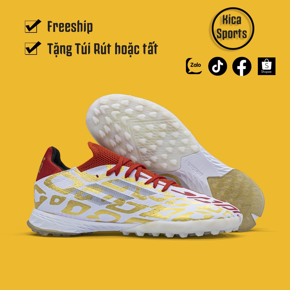 Giày Bóng Đá Adidas X Speedflow.1 Mohamed Salah Trắng Vàng Đỏ TF, đá sân nhân tạo tự nhiên