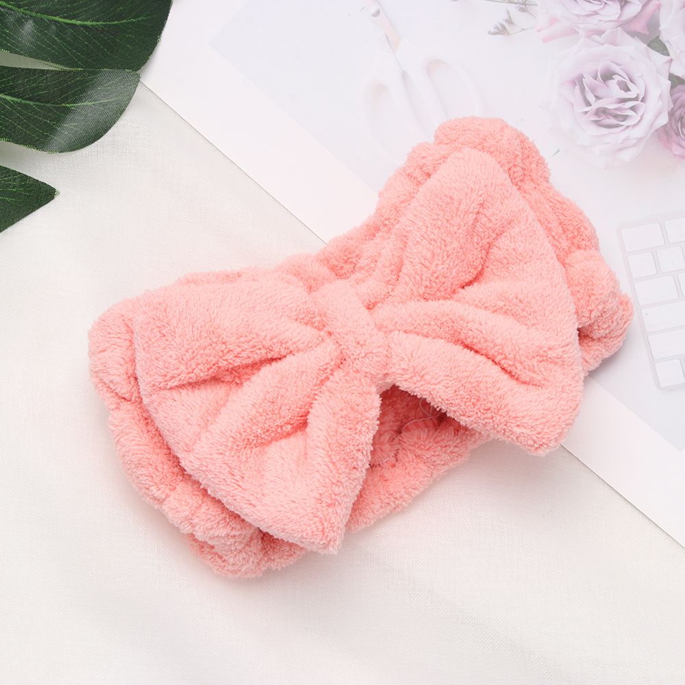 Băng Đô Cài Tóc Bằng Lông Cừu San Hô Mềm Đính Nơ Dành Cho Nữ Mihan1