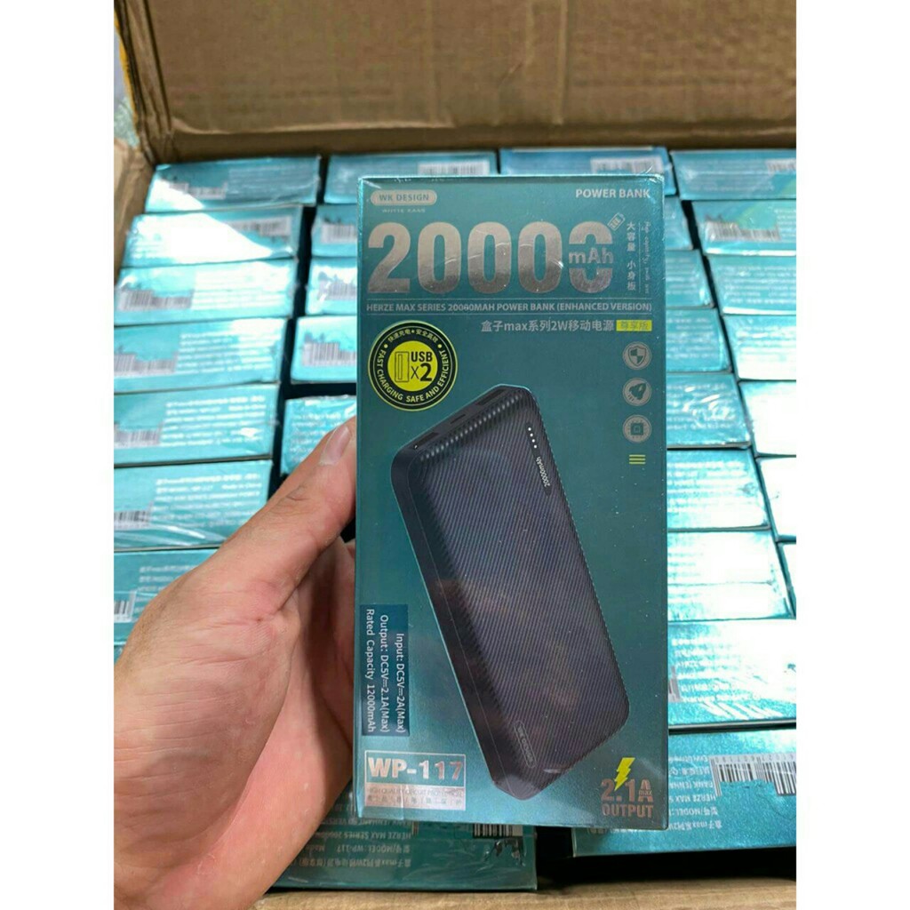 Sạc dự phòng 20000 mAh 2 cổng USB Sạc siêu nhanh, thiết kế nhỏ gọn tiện lợi, bảo hành 1 đổi 1 trong 30 ngày