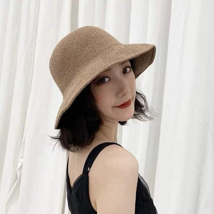 Mũ cói nữ nón hàn quốc vành nhỏ chữ M siêu mềm thời trang nữ