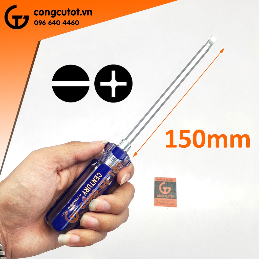Tô vít 2 đầu cán trong thân trơn Ø6x150mm Century