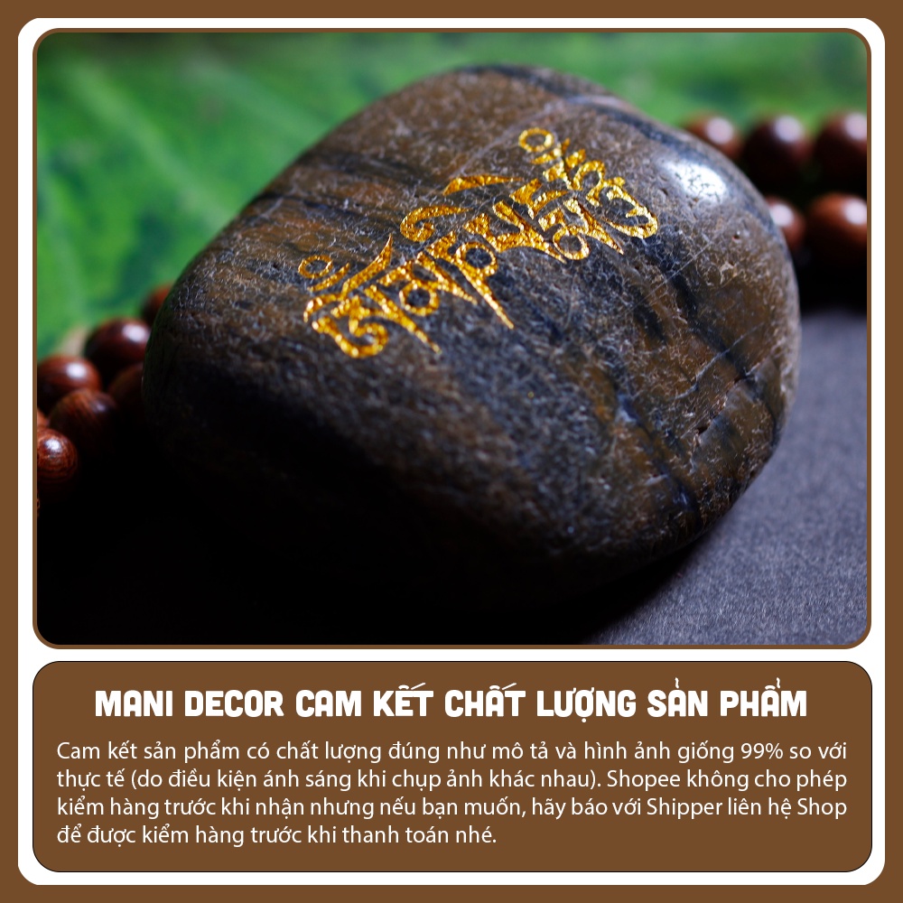 Đá phong thuỷ khắc thần chú Om Mani Padme Hum gia trì năng lượng cao, khắc laze mạ vàng tinh xảo - Mani Decor