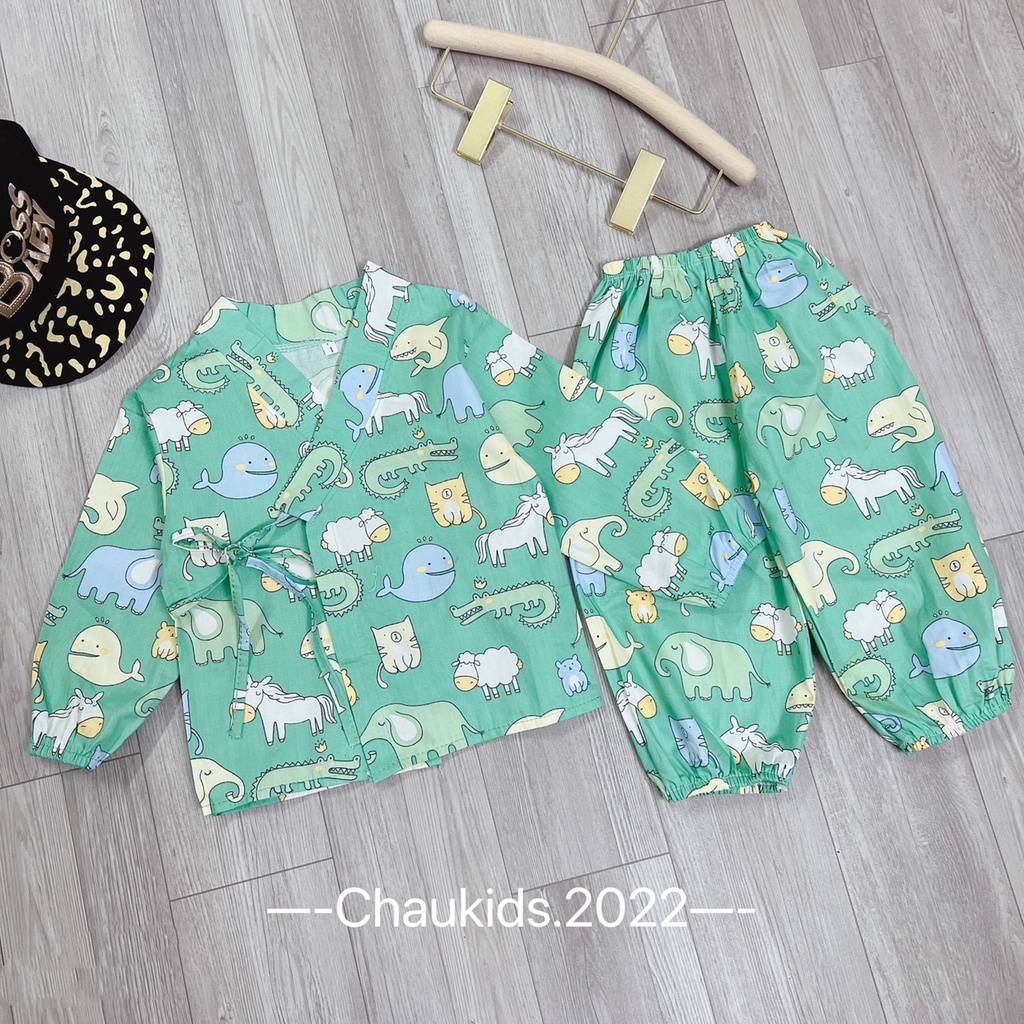 [SALE] Bộ Yukata Cho Bé Trai, Bé Gái Vải Thô Mềm Hoạ Tiết Khủng Long, Đồ Bộ Cho Bé Mặc Nhà CKTD01
