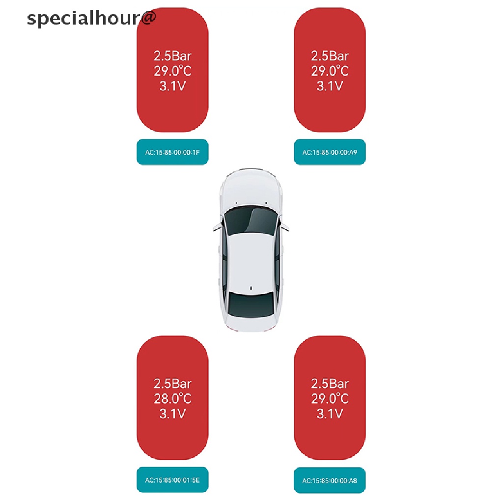 Thiết Bị Cảm Biến Áp Suất Lốp Xe Hơi TPMS Kết Nối Bluetooth Cho Android / IOS Mới