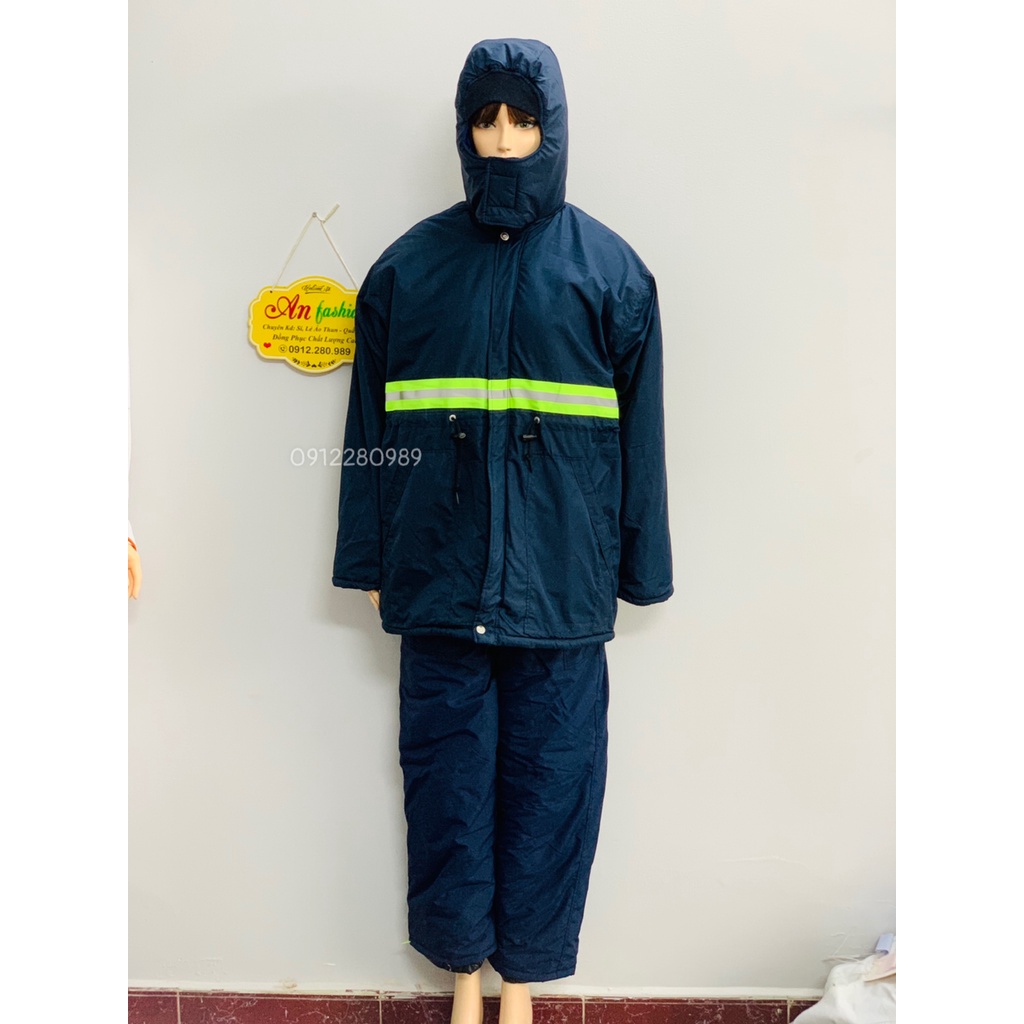 Áo khoát dùng trong kho lạnh -10 độ có gắn phản quang _ Hình chụp thật