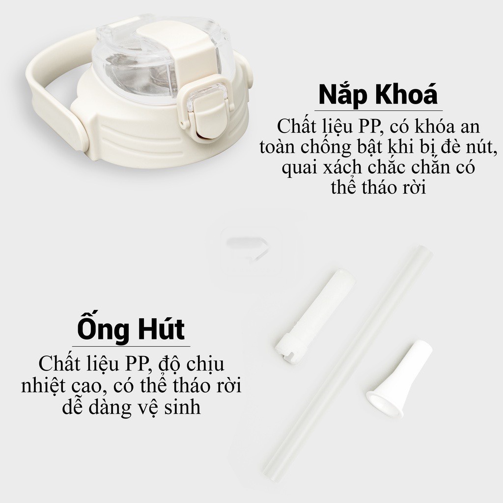 Bình giữ nhiệt Ulike 900ml inox 304 có decal dây đeo chéo