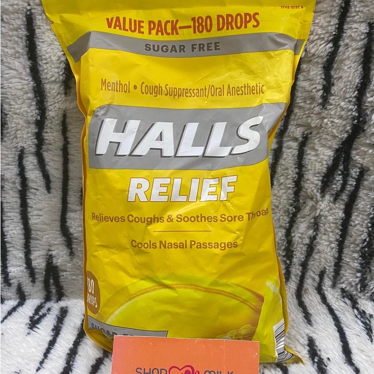 Kẹo ngậm ho HALLS Sugar Free Honey Lemon Flavor Cough Drops 180 viên.